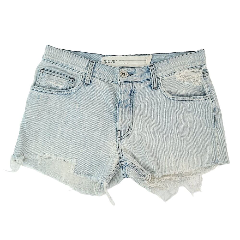 Ever Brand Designer Shorts Women 25‎ Distressed Destroyed USA Button Fly